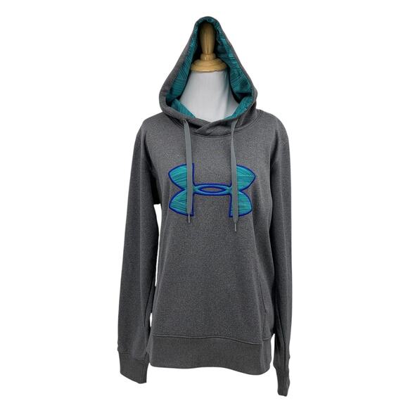 Under Armour Sweatshirt Womens Large Graphite Semi Fitted ColdGear Fleece Hoodie - Picture 1 of 13